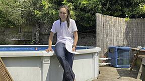 Newcomer brunette shares her wetlook experience in an interview
