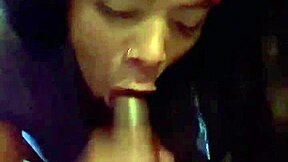 Miami Davis gives an amazing deepthroat to a massive black cock