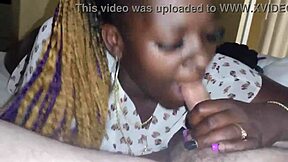 Ebony Kush's passionate oral skills on a white cock
