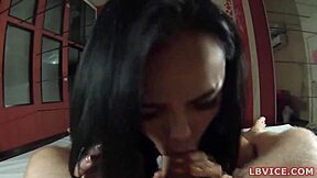 Asian shemale Darly gives a spitty blowjob in POV