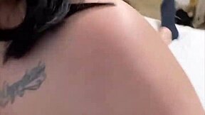 A filthy-mouthed escort with a large buttocks rides cowgirl backward expertly before receiving a substantial load on her breasts and consuming every drop