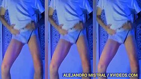 Gay amateur Alejandro Mistral's panty fetish massage
