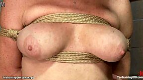 Bound ginger submissive experiences anal penetration
