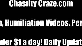 Humiliating chastity masturbation with a dirty device
