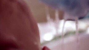Ebony beauty gets doggy-style action in the tub
