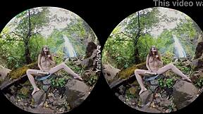 Stunning American babe Endza indulges in virtual reality pleasure by herself