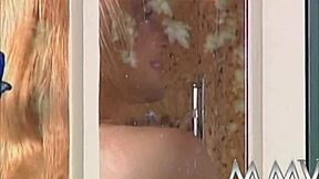 Blonde hottie takes on a big cock in doggy style