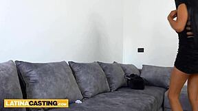 A Latina model in red lingerie gets interviewed and fucked by an agent