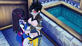 Dva and Tracer indulge in lesbian pleasure in Overwatch-themed Hentai