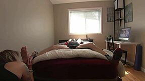 Wife teases her restrained husband's sensitive feet and genitals in a two-part series