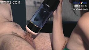 Homemade video of me using a male masturbator with my boyfriend
