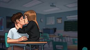 European babe gets naughty with her French teacher in steamy game session