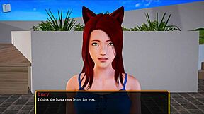 A walkthrough of a visual novel featuring a game and redhead characters
