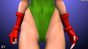 Erotic animation of a red-hatted girl in a 3D sex scene