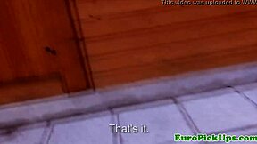 European teen gets public sex and stranger's jizz in stockings