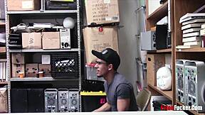 Gay hidden camera captures interracial blowjob