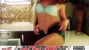 Susi, the blonde camgirl, seductively strips and pleasures herself on webcam