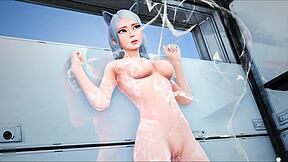 Explore the forbidden pleasures of a bathing Valkyrie in this uncensored 3D Hentai game