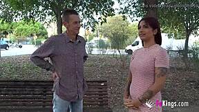 Redhead Valeria's deepthroat skills on an elderly man with a big bulge