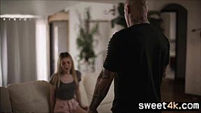Old man fucks young stepdaughter in taboo family sex