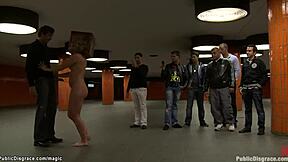 German blondes tied up and fucked in public