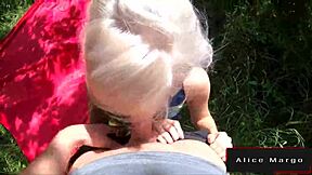Outdoor doggy style with a blonde in public
