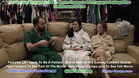 New medical student Jasmine Rose undergoes a humiliating gynecological examination in Tampa with the help of nurse Stacy Sheperd and other medical professionals