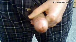 Cock and balls tease in open fly pants