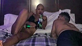Sunshine gives a white guy a blowjob and gets fucked hard