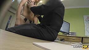 Wow! Pervert Pays to Bang a Busty Blonde at Work!