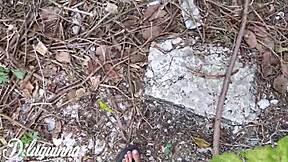 Alone amateur jerks off in ruined house