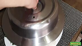 POV video of a guy letting his girlfriend get fucked by another man and swallowing his cum