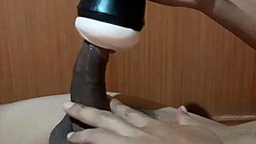 Pocket pussy and cock play in vintage porn video