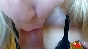 Amateur teen gives a Tinder date an amazing blowjob until he ejaculates on her face