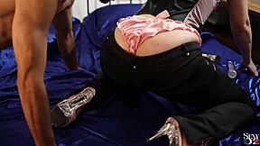 Intense BDSM session with French amateur in leather and satin
