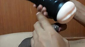 Pocket pussy and cock play in vintage porn video