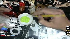 Mommy and teen collaborate on a hardcore anal art project with a dildo