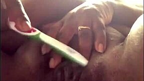 POV masturbation with a toothbrush: Wet and wild experience