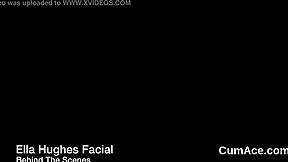 A naughty woman receives a facial and swallows all the semen during oral sex