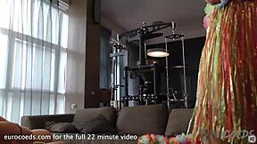 Mira and Patricia's first lesbian lap dance in my home