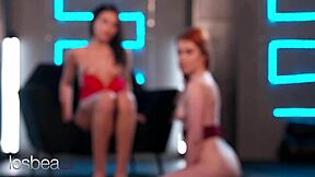 European lesbians Kaira and Lilly Bella engage in passionate 69 and pussy licking