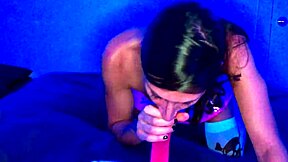 Petite shemale Princess Natasha Rotten playing with her toys and getting a cumshot