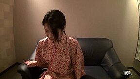 Asian beauty gives a deep throat blowjob