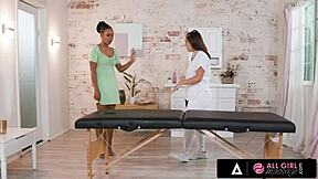 Raw Sexy Jenna Sativa Scissors Hard with Client Jenna Foxx in Massage