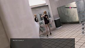 Alex's intense threesome with Nora in a mobile game