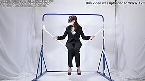 A woman pleasuring herself with a rope fetish