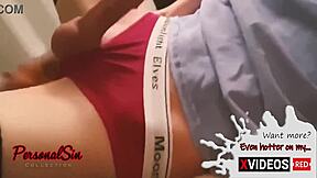 Tranny girl's sissygasm in closeup with handsfree and homemade action