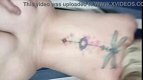 Fair-haired beauty moans loudly while giving oral pleasure and receiving facial ejaculation on her breasts