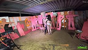 Behind the scenes with Gabriela Ramos and BettohFitness filming in a Peruvian workshop.