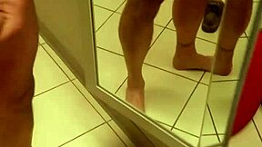 Indulging in self-pleasure in a department store changing room